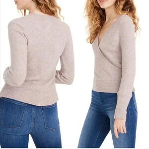 Madewell Faux Wrap-Front Wool Blend Coziest Yarn V-Neck Pullover Sweater(S)